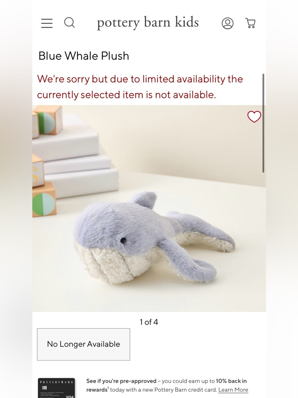 NWT Pottery Barn Kids Blue Whale Plush